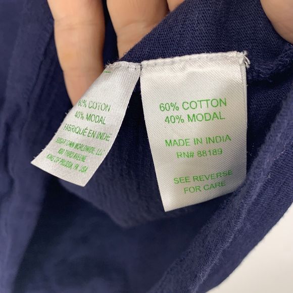 Lilly Pulitzer De Lago Tasstled Dress Flare sleeves Navy Blue Cotton Modal - Picture 10 of 10